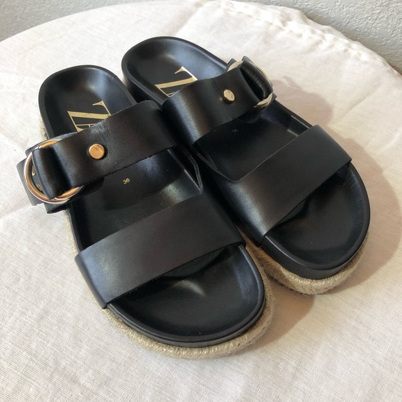 Zara Flat Leather Platform Espadrille Sandal - Picture 7 of 7